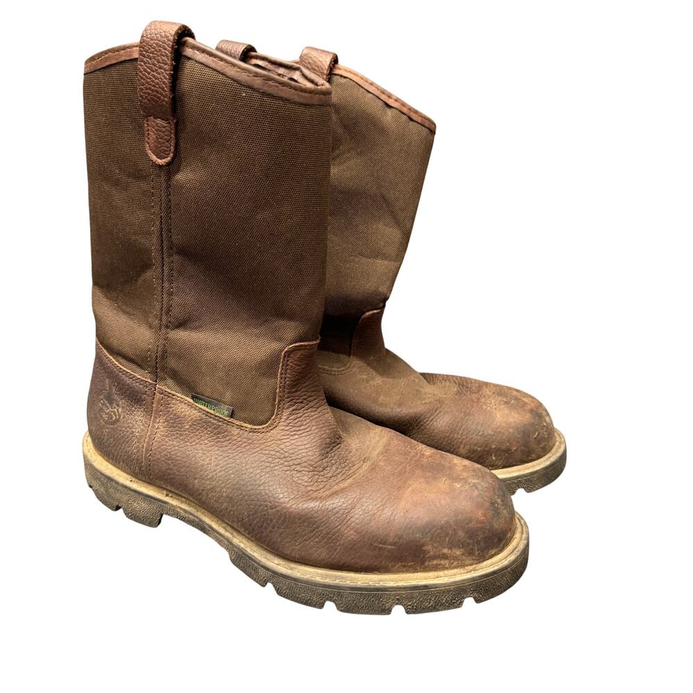 Georgia Boots Wellington Mens 10 M Waterproof‎ Steel Toe Leather Utility Brown